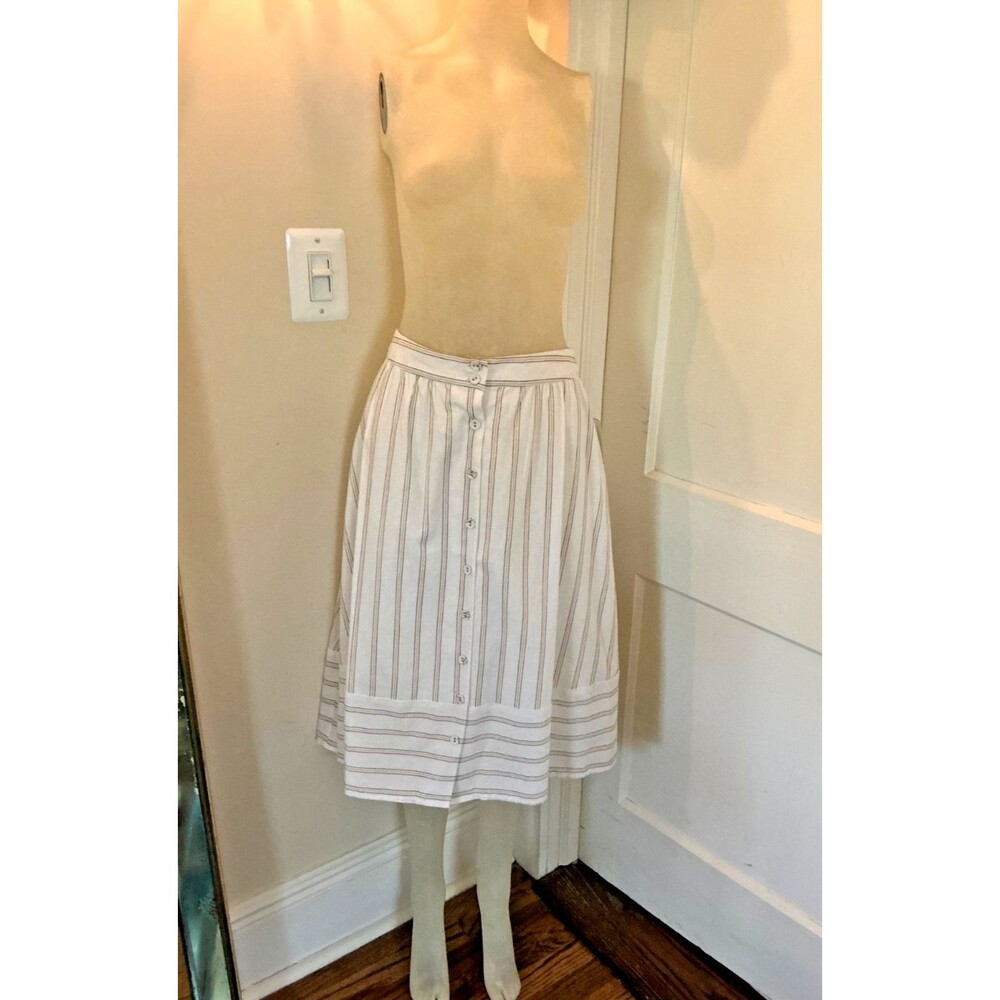 NWT J.O.A. Los Angeles Skirt Size Medium Midi Striped Lined Linen Cotton